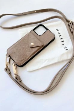 Holstere Manhattan Taupe Pebbled Leather IPhone Crossbody Case