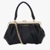 SABEN Bags Gigi Black Leather Vintage Small Frame Bag With Gold Clasp Event-wear Edit