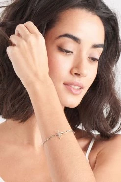 Ania Haie Chain Reaction Mixed Link T-Bar Silver Bracelet