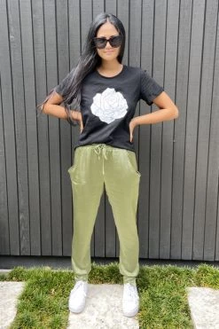 Ketz-Ke Satin Khaki Tie Waist Bubble Pant