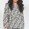 Ketz-Ke Divvy Black Ditsy Crew Neck LS Top