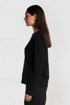 Huffer Knitwear Merino LS Black Laneway Tee