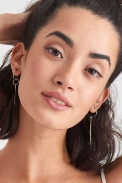 Ania Haie Jewellery Modern Minimalism Silver Drop Hoop Circle Bar Earrings