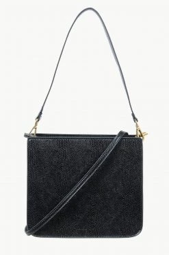 Brie Leon Audrey Square Structured Black Snake Skin Bag