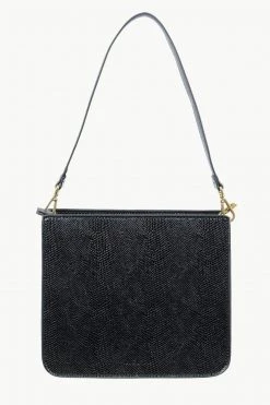 Brie Leon Audrey Square Structured Black Snake Skin Bag