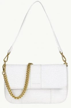Brie Leon Isabel White Matte Croc Bag With Chain