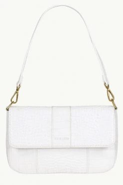 Brie Leon Isabel White Matte Croc Bag With Chain