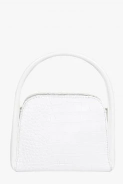 Brie Leon Get The Look Evie Small Crossbody White Matte Croc Bag With Top Handle