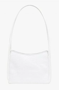 Brie Leon Mila White Matte Croc Patent Shoulder Bag Bags & Wallets