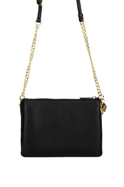 SABEN Bags Tilly's Big Sis Black Multi Pocket Chain Strap Leather Large Clutch Support Local