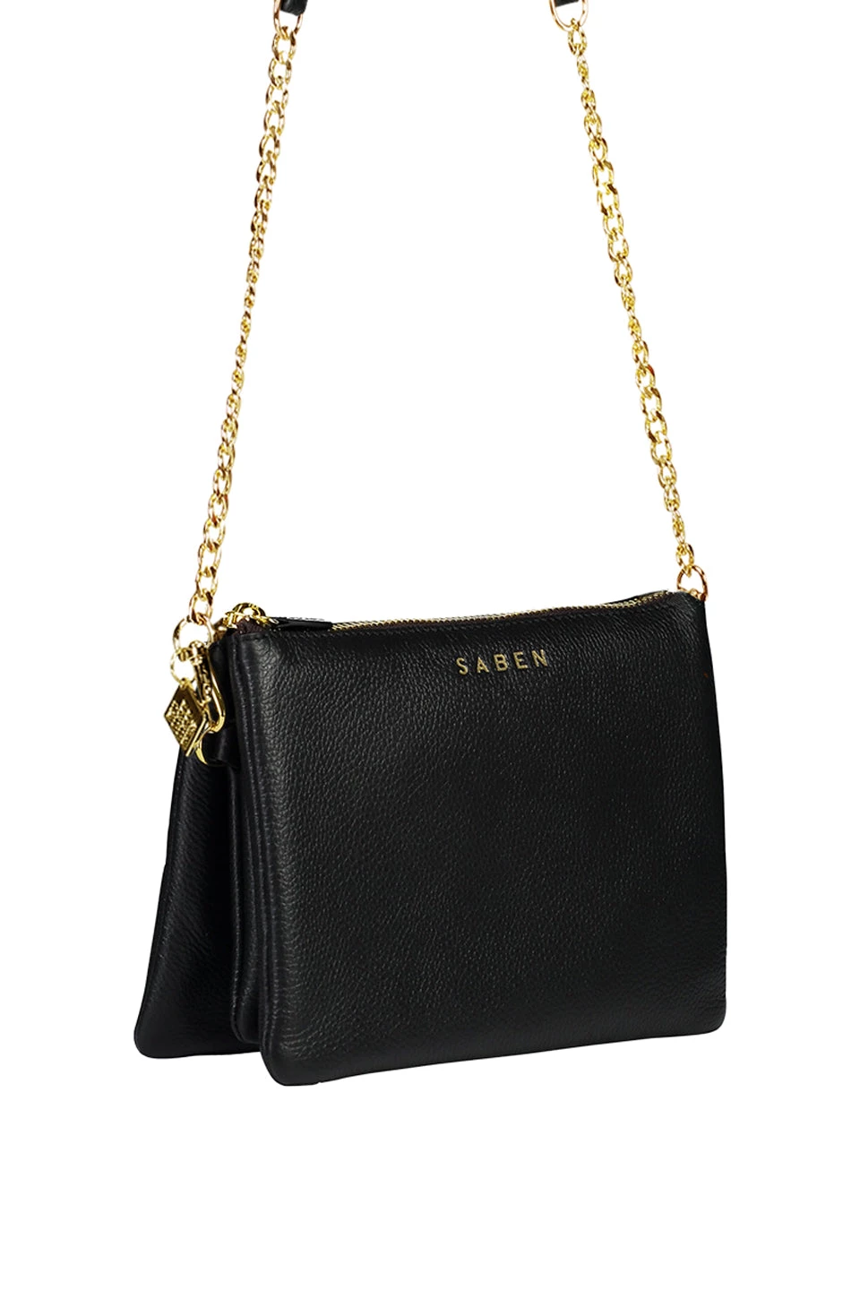SABEN Bags Tilly's Big Sis Black Multi Pocket Chain Strap Leather Large Clutch Support Local