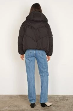 Esmaee Fallon Black Ribbon Puffer Jacket New In