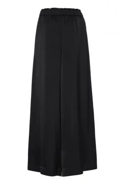 Among The Brave Super Luxe Black Elastic Waist Wide Leg Satin Pant New In