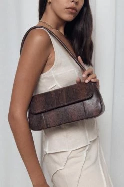 Brie Leon The Camille Dark Brown Snake Bag