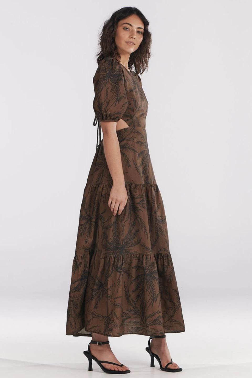 Charlie Holiday Dresses Flores Chocolate Palm Cut Out Maxi Dress