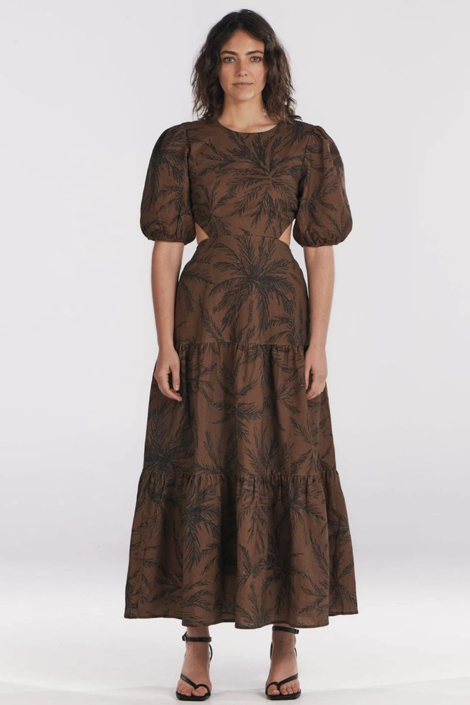 Charlie Holiday Dresses Flores Chocolate Palm Cut Out Maxi Dress