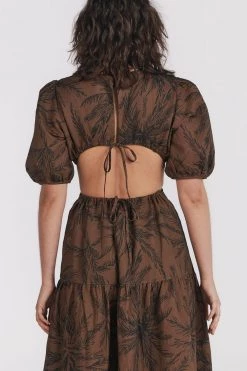 Charlie Holiday Dresses Flores Chocolate Palm Cut Out Maxi Dress