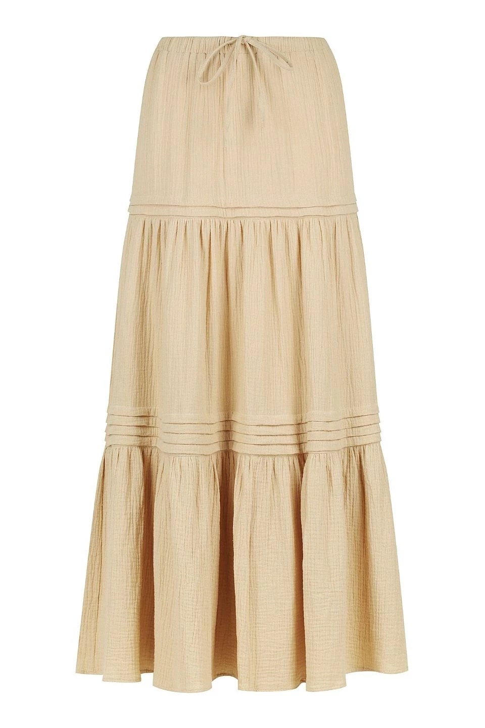Charlie Holiday Skirts Monica Natural Cotton Tiered Maxi Skirt