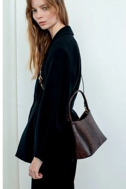 Brie Leon Chloe Top Handle Dark Brown Snake Bag Bags & Wallets