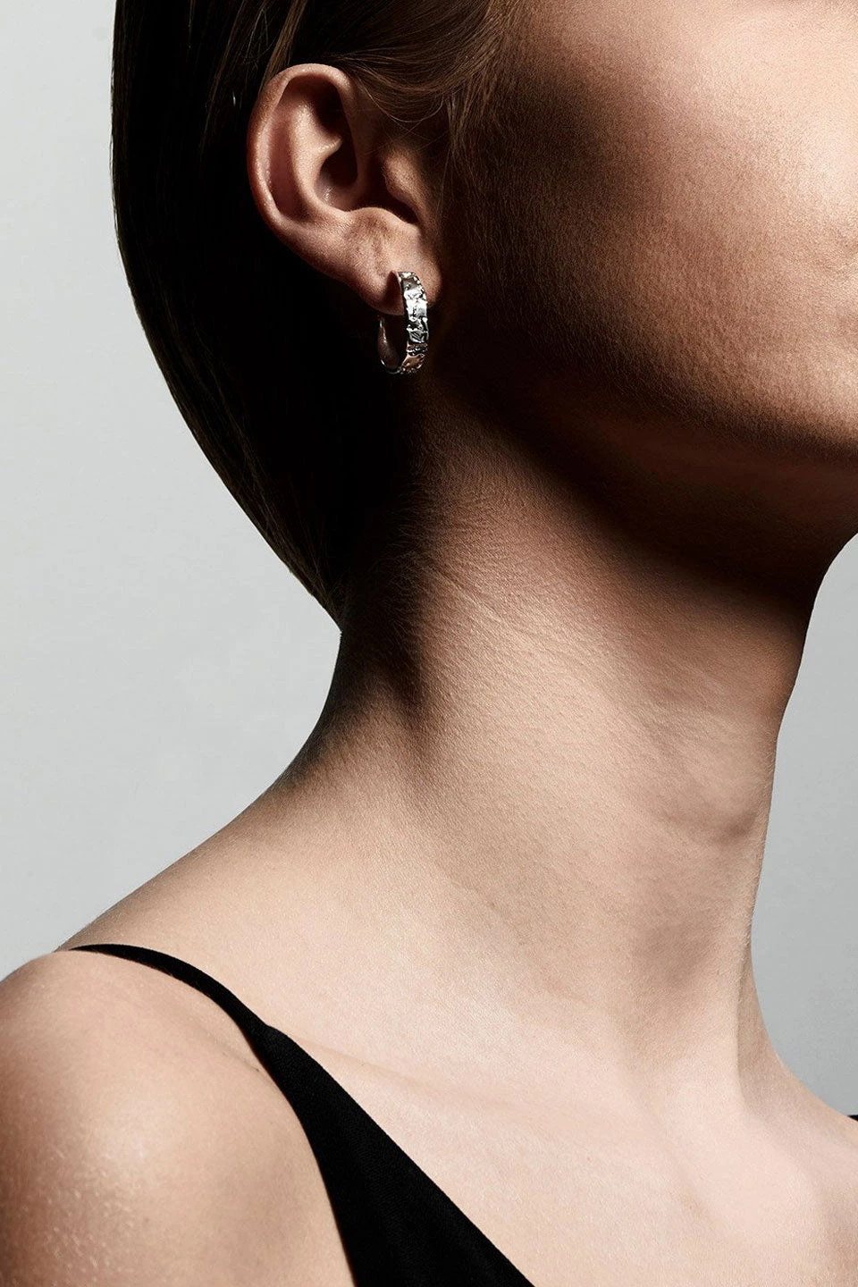 Pilgrim Compassion Hoop Raw Textured Silver Plated