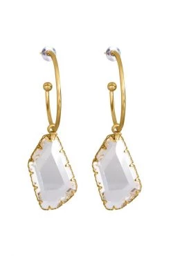 Lindi Kingi Hoop And Crystal Earrings Gold Jewellery