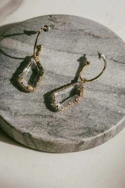 Lindi Kingi Hoop And Crystal Earrings Gold Jewellery