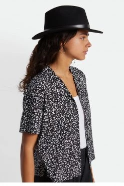 Brixton Messer Fedora Black Black Wool Felt Hat Hats & Beanies