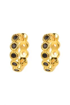 Brie Leon Jewellery 925 CS Black Redondo Pillar Gold Sleeper Earrings