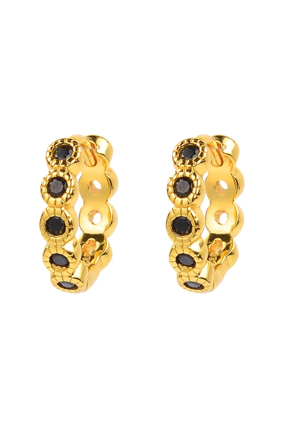 Brie Leon Jewellery 925 CS Black Redondo Pillar Gold Sleeper Earrings