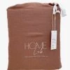 Home Lab 100% French Linen Duvet Cover Set King Chestnut Dusky Rose