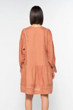 Zoe Kratzmann Douse Linen Russet LS Tiered Mini Dress Dresses