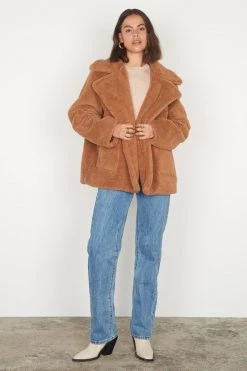 Esmaee Elsewear Toffee Double Breasted Teddy Jacket New In