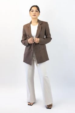 Ivy + Jack New In Mason Chocolate Linen Boyfriend Blazer