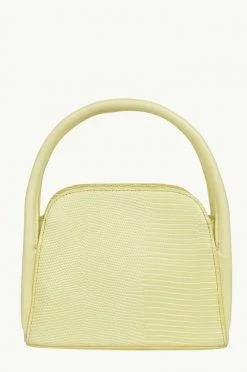 Brie Leon Evie Small Crossbody Yellow Lizard Bag With Top Handle Bags & Wallets