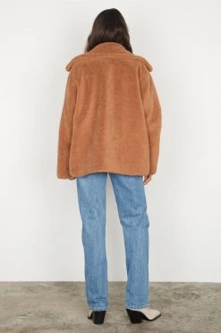 Esmaee Elsewear Toffee Double Breasted Teddy Jacket New In