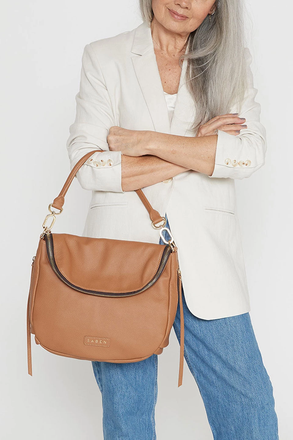 SABEN Bags Frankie Fold Over Clay Shoulder Bag Get The Look