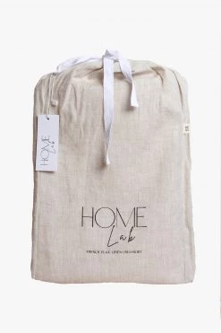 Home Lab 100% French Linen Bed Skirt Queen Natural Oatmeal