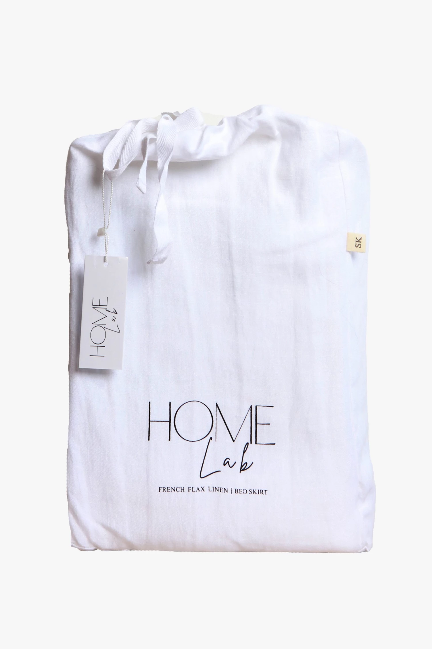 Home Lab 100% French Linen Bed Skirt King White The Edit