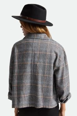 Brixton New In Messer Fedora Black Wool Felt Hat