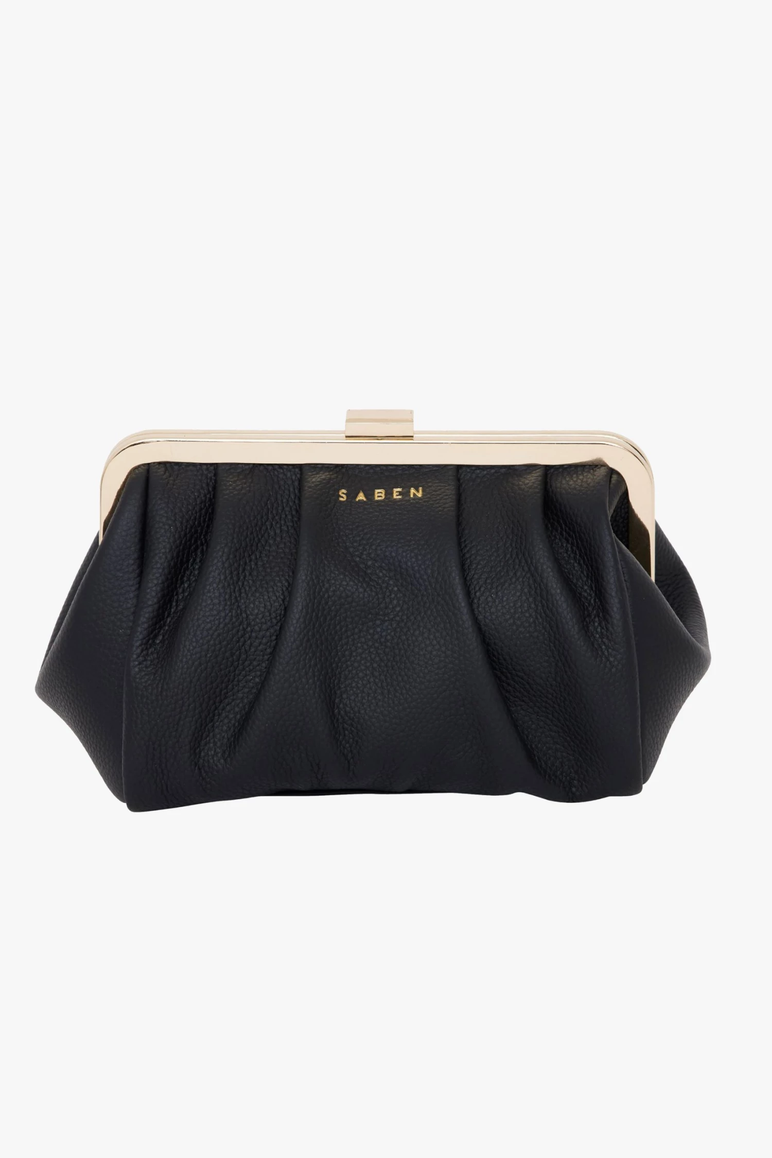 SABEN Bags Gigi Black Leather Vintage Small Frame Bag With Gold Clasp Event-wear Edit