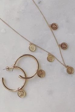 Flo Gives Back 15% To Women In Need Jewellery 5 Coin Pendant Gold Necklace