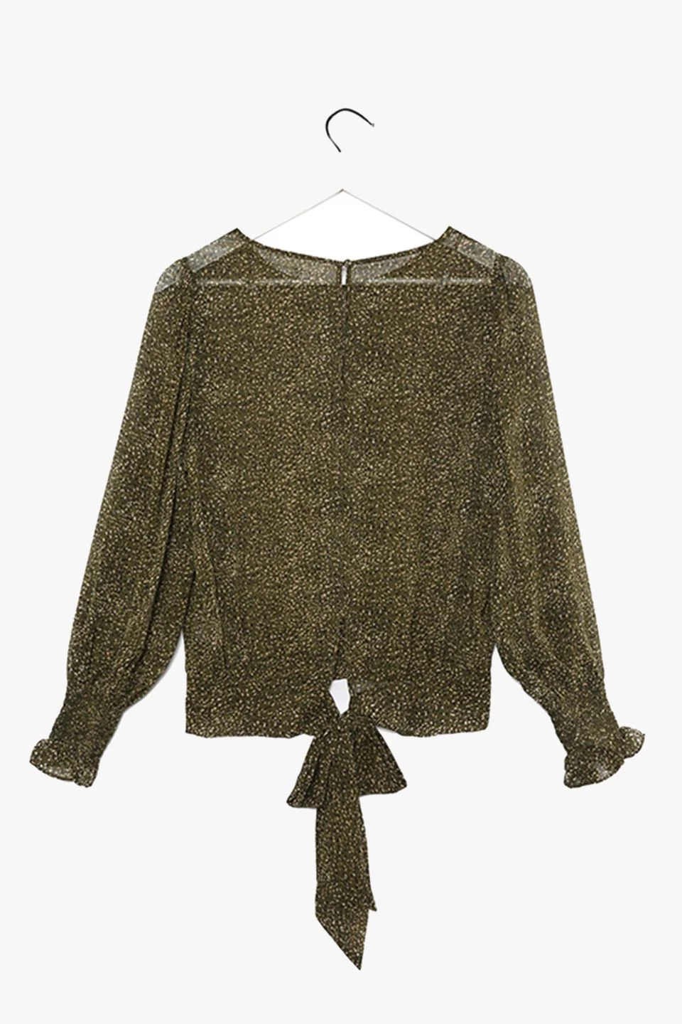 Ivy + Jack Grace Khaki Ditsy LS Back Hem Tie Top Tops & Tees