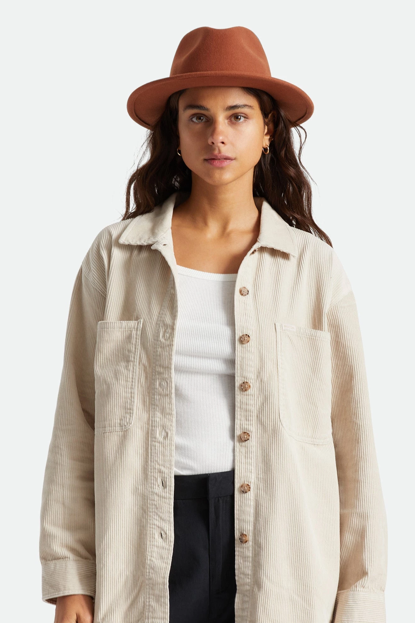 Brixton Messer Fedora Caramel Wool Felt Hat