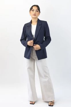 Ivy + Jack Harper Navy Texture Double Breasted Blazer Jackets & Coats