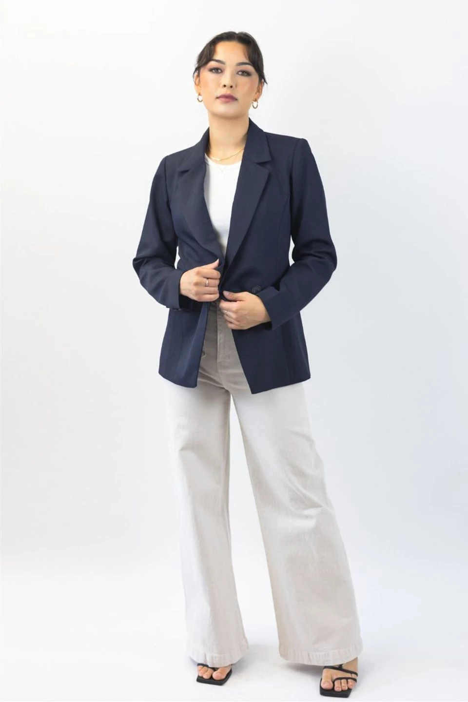 Ivy + Jack Harper Navy Texture Double Breasted Blazer Jackets & Coats