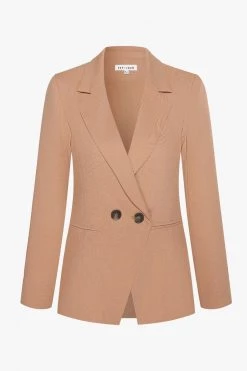 Ivy + Jack Harper Tan Textured Double Breasted Blazer Jackets & Coats