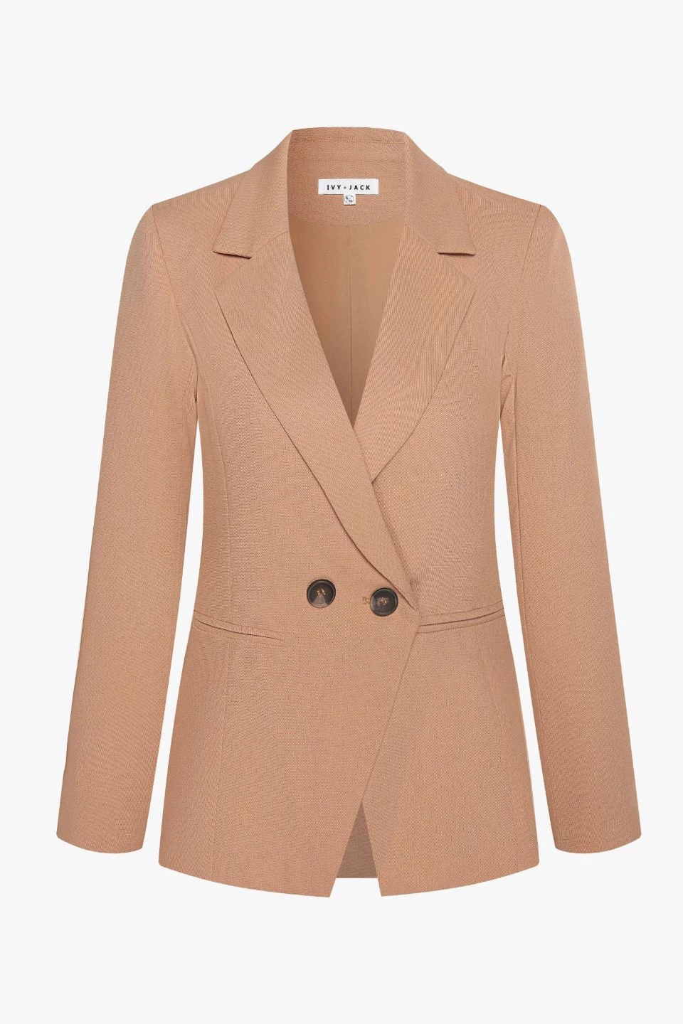 Ivy + Jack Harper Tan Textured Double Breasted Blazer Jackets & Coats