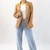 Ivy + Jack Harper Tan Textured Double Breasted Blazer Jackets & Coats