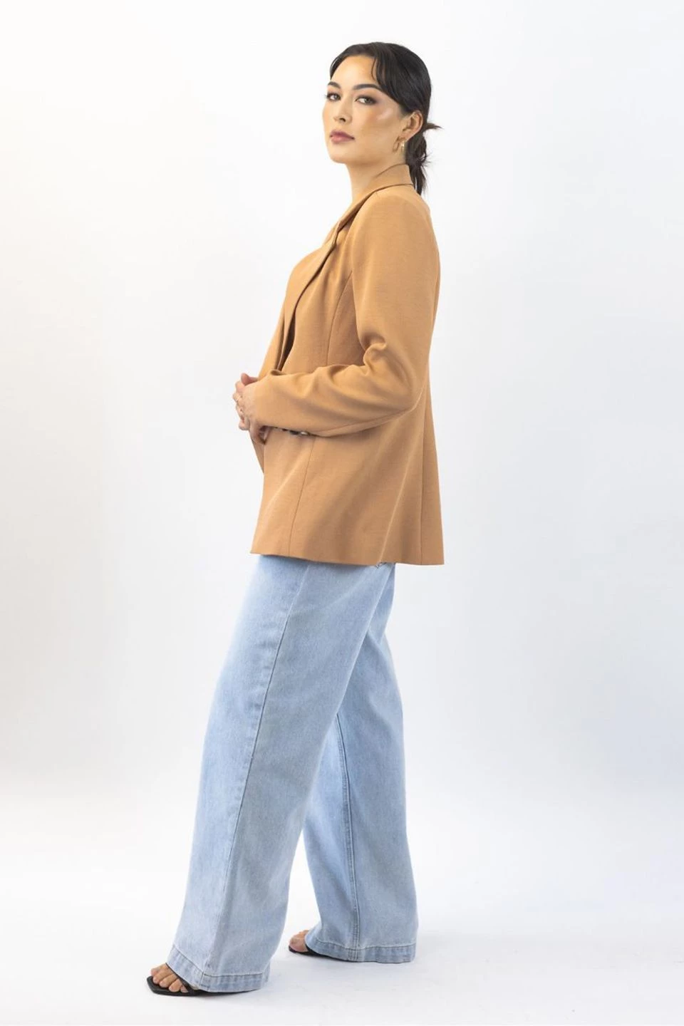 Ivy + Jack Harper Tan Textured Double Breasted Blazer Jackets & Coats