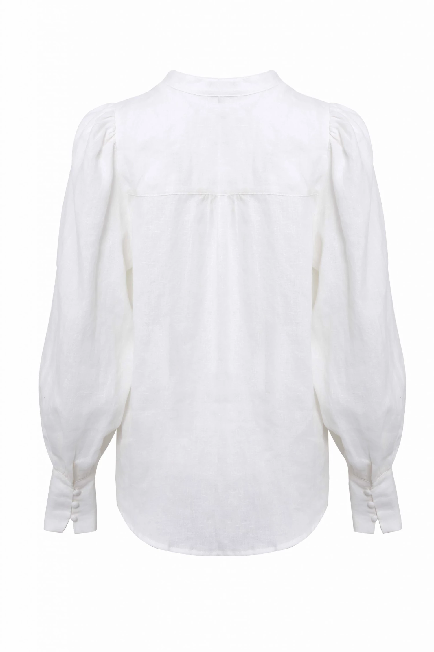 Among The Brave Hero White Linen Pintuck Puff Sleeve Shirt